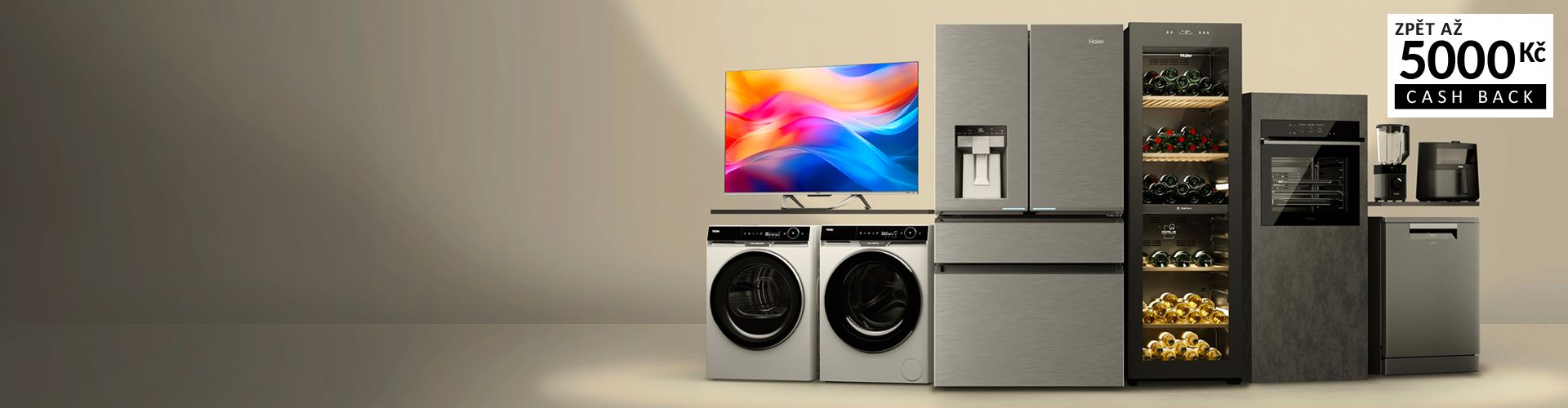 „Získejte CashBack v hodnotě až 5000 Kč k vybraným spotřebičům Haier!“